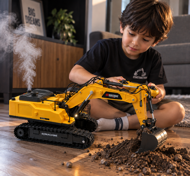 Excavadora RC con humo real